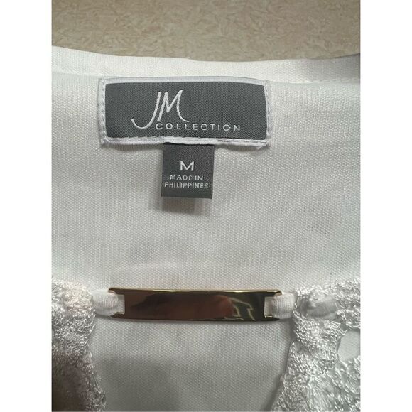 JM Collection Womans embroidered top Sz M Bright White NWT - Picture 3 of 8
